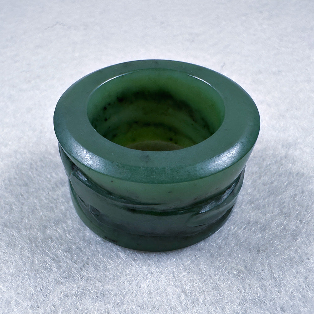 Green Nephrite "Rushing Waves" Thumb Ring 20.7mm