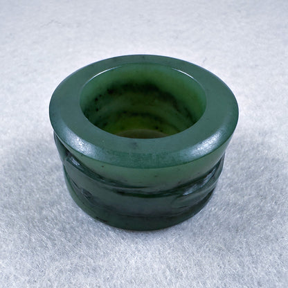 Green Nephrite "Rushing Waves" Thumb Ring 20.7mm