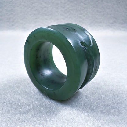 Green Nephrite "Rushing Waves" Thumb Ring 20.7mm