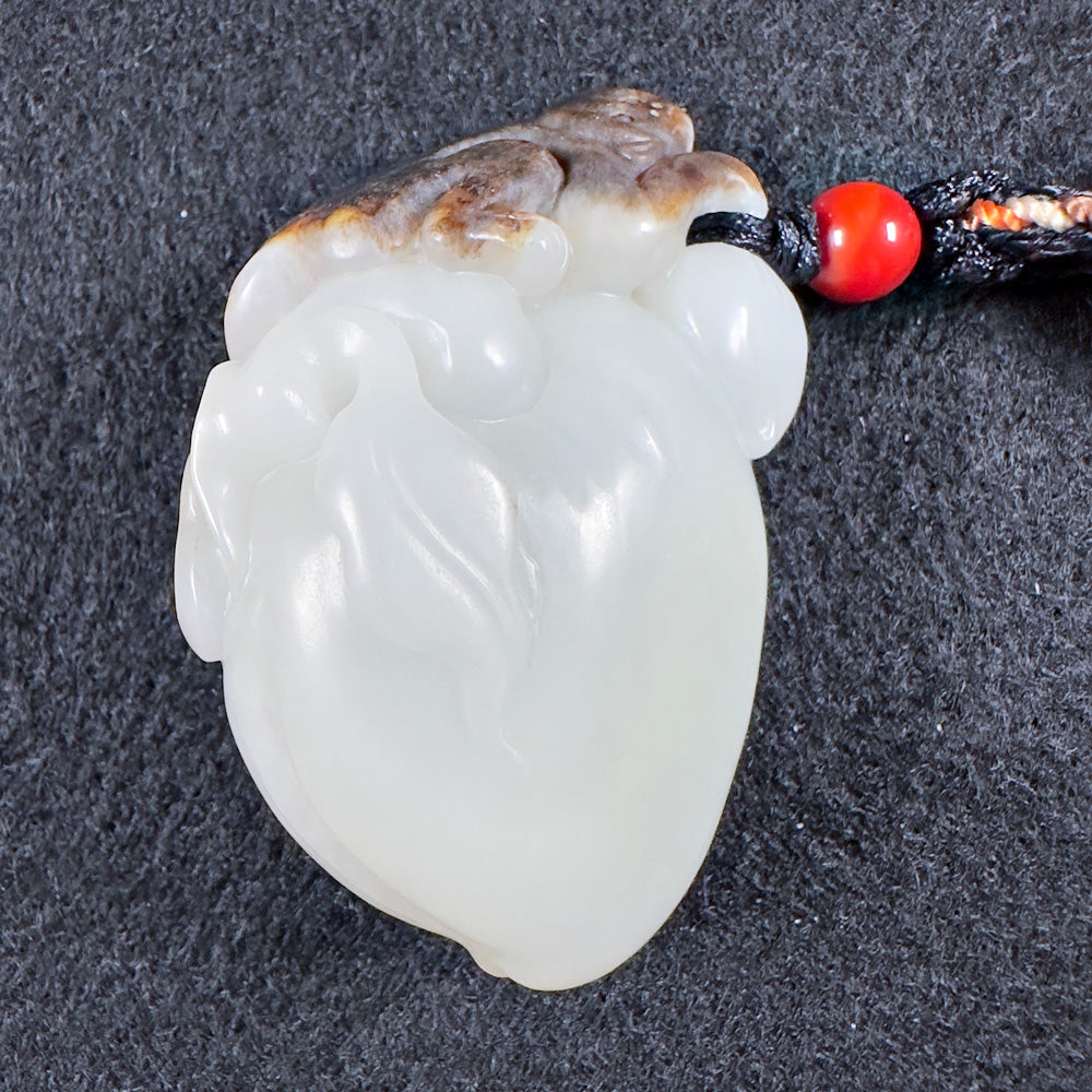 The Auspicious Black Playful Monkey on White Nephrite Longevity Peach with Ruyi Sceptre