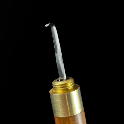 Left hander Shaving knife with wooden holder.