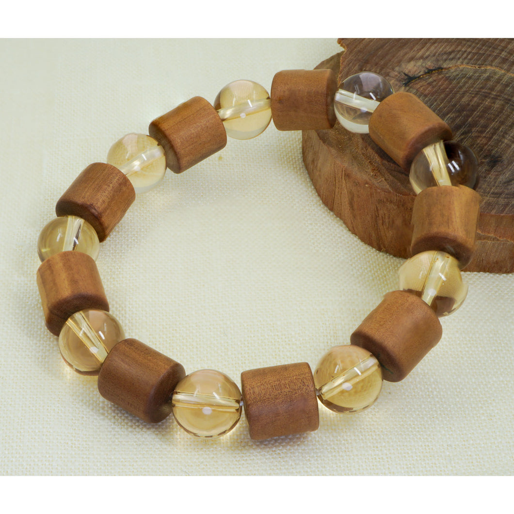 Mysore Sandalwood Barrel Beads with Citrine bracelet